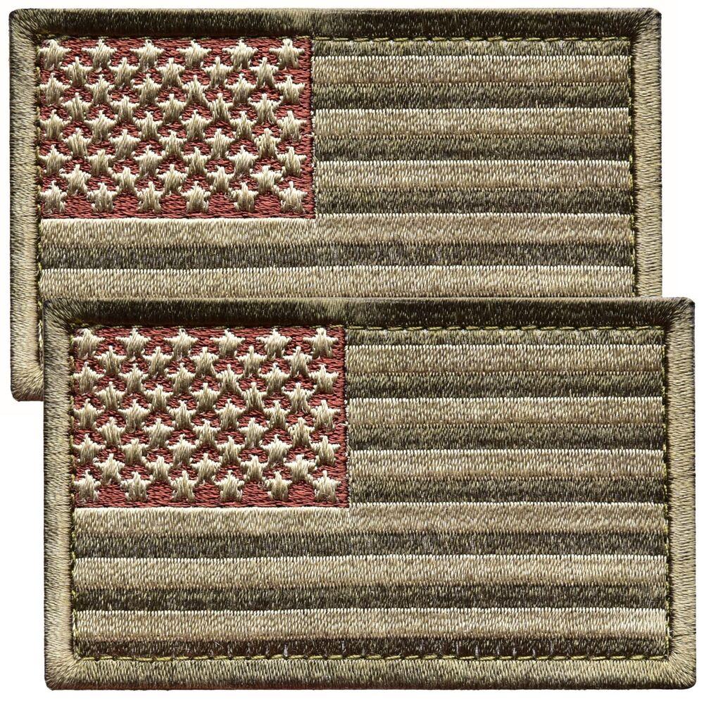 Набір шевронів 2 шт. із липучкою Прапор США, Америки 5х8 см хакі, тактичний, мілітарі нашивка, вишитий патч, фото 1