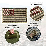 Набір шевронів 2 шт. із липучкою Прапор США, Америки 5х8 см хакі, тактичний, мілітарі нашивка, вишитий патч, фото 2