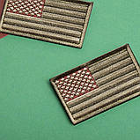 Набір шевронів 2 шт. із липучкою Прапор США, Америки 5х8 см хакі, тактичний, мілітарі нашивка, вишитий патч, фото 4