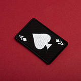 Набір шевронів 2 шт. із липучкою мапа Туз Пік 5х8 см Ace of Spaces чорний вишитий патч нашивка шеврон, фото 7