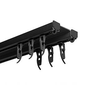 Карниз стельовий 2 м IDEIA подвійний посилений алюмінієвий чорний