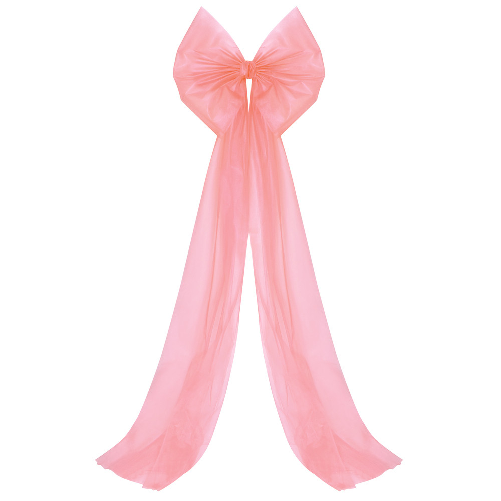Бант декоративний 65х200 см великий фатиновий святковий пудра, фото 1