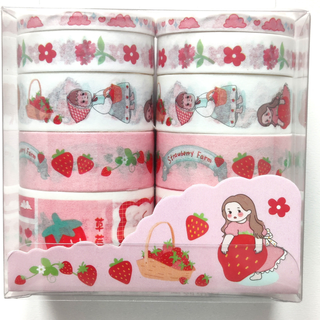Набір декоративний скотч паперовий 10 шт, Полуничка, фото 1