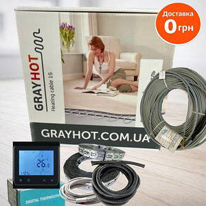 Нагрівальний кабель теплої підлоги GrayHоt 15 з wi-fi чорним регулятором