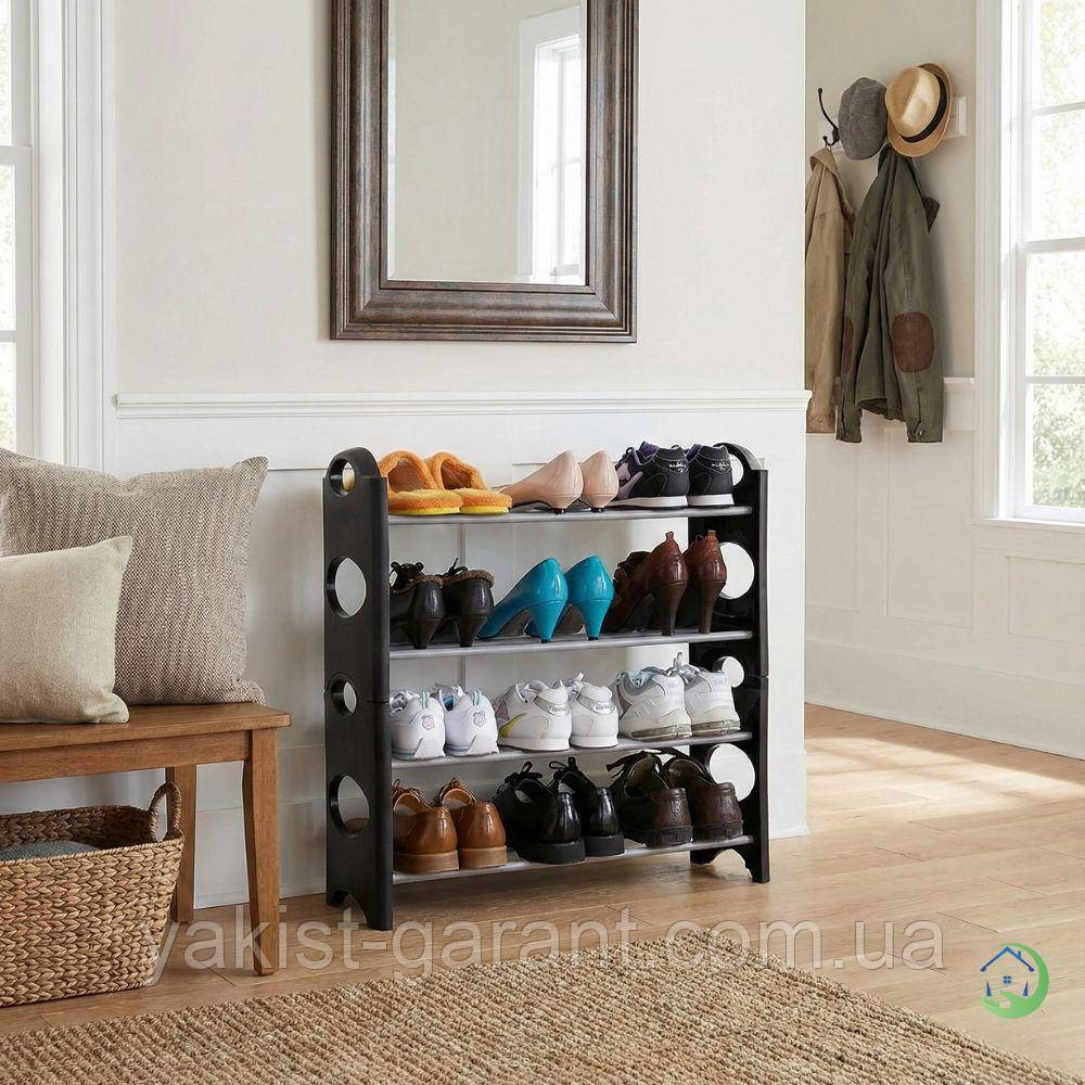 Складана стійка для взуття Stackable Shoe Rack на 4 полиці — ідеальний порядок навіть у найвужчому коридорі!, фото 1