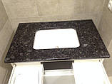 Стільниця для ванної кімнати, під умивальник чорного кольору з нижньої підклеюванням, фото 2
