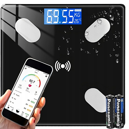Розумні підлогові ваги Retoo E032 з аналізом складу тіла, Bluetooth, додатком OKOK, скляна платформа, до 180 кг, вимірювання жиру, фото 1