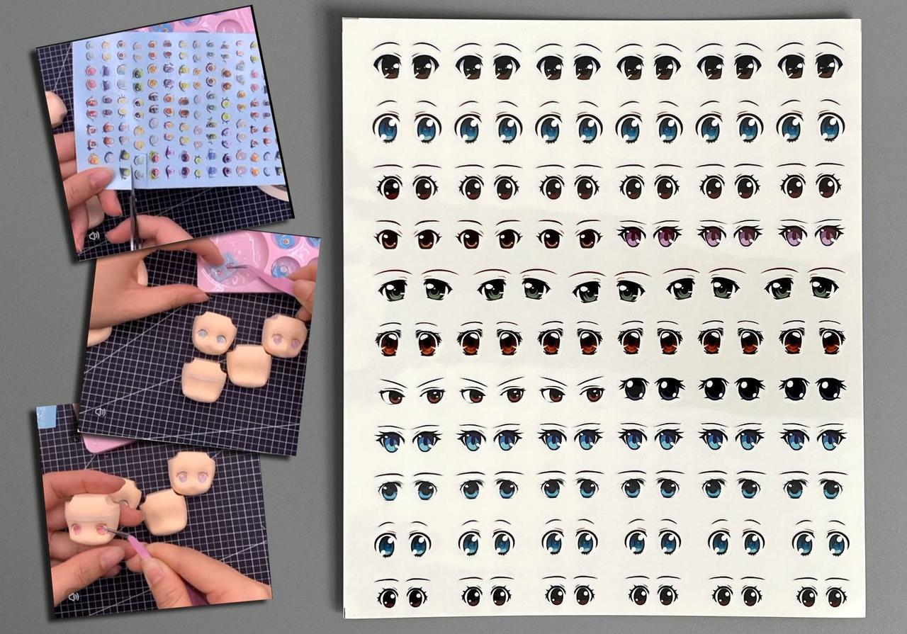 Наклейки-аніме для ляльок на планшеті очі 5-10 мм СС