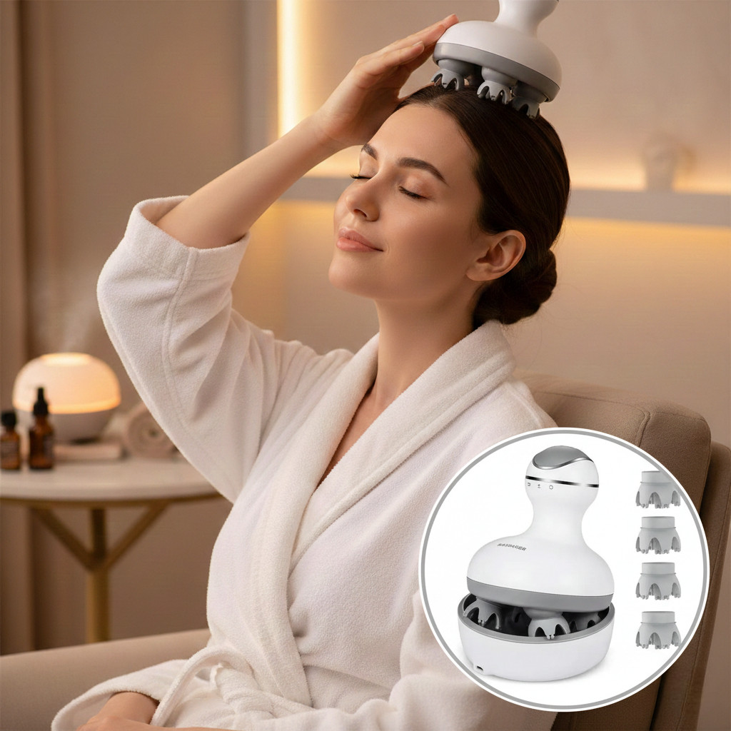 Водонепроникний масажер для голови та тіла IPX7 із силіконовими насадками Бездротовий, фото 1