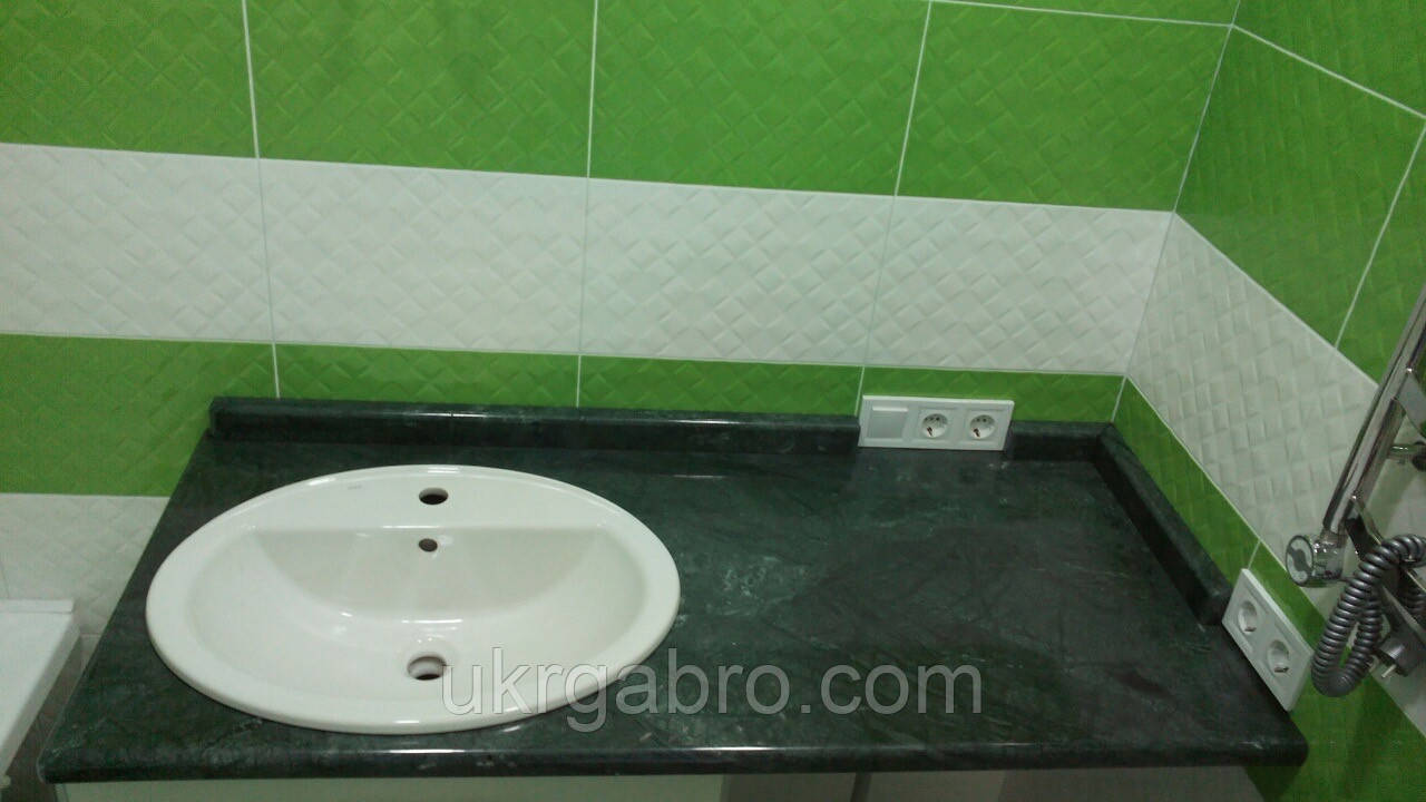 Столешница для ванной комнаты, под умывалрьник зеленого цвета - фото 3 - id-p494935147