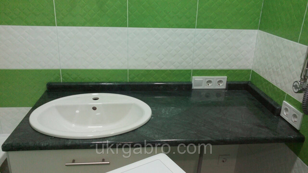 Столешница для ванной комнаты, под умывалрьник зеленого цвета - фото 4 - id-p494935147