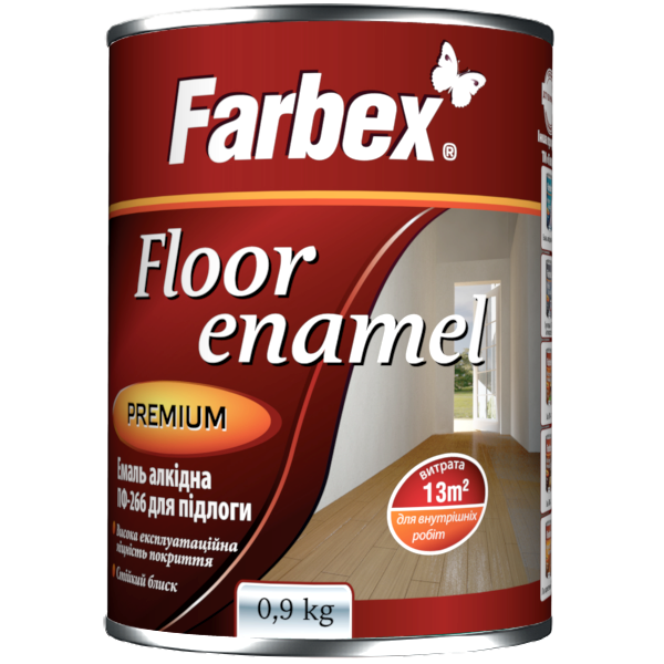 Емаль алкідна ПФ-266 для підлоги Farbex (червоно-коричнева) 0,9 кг