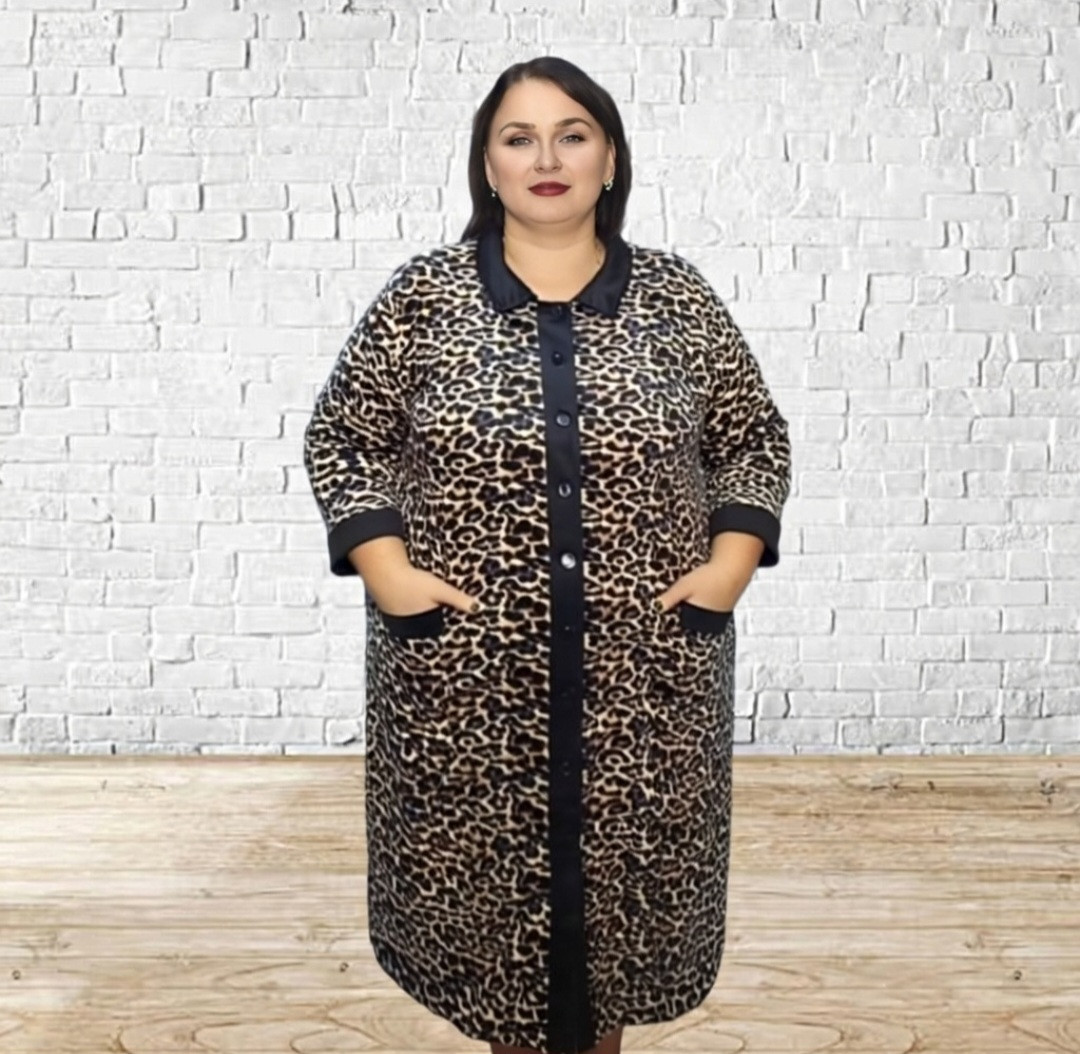 Великий велюровий халат на ґудзиках, фото 1