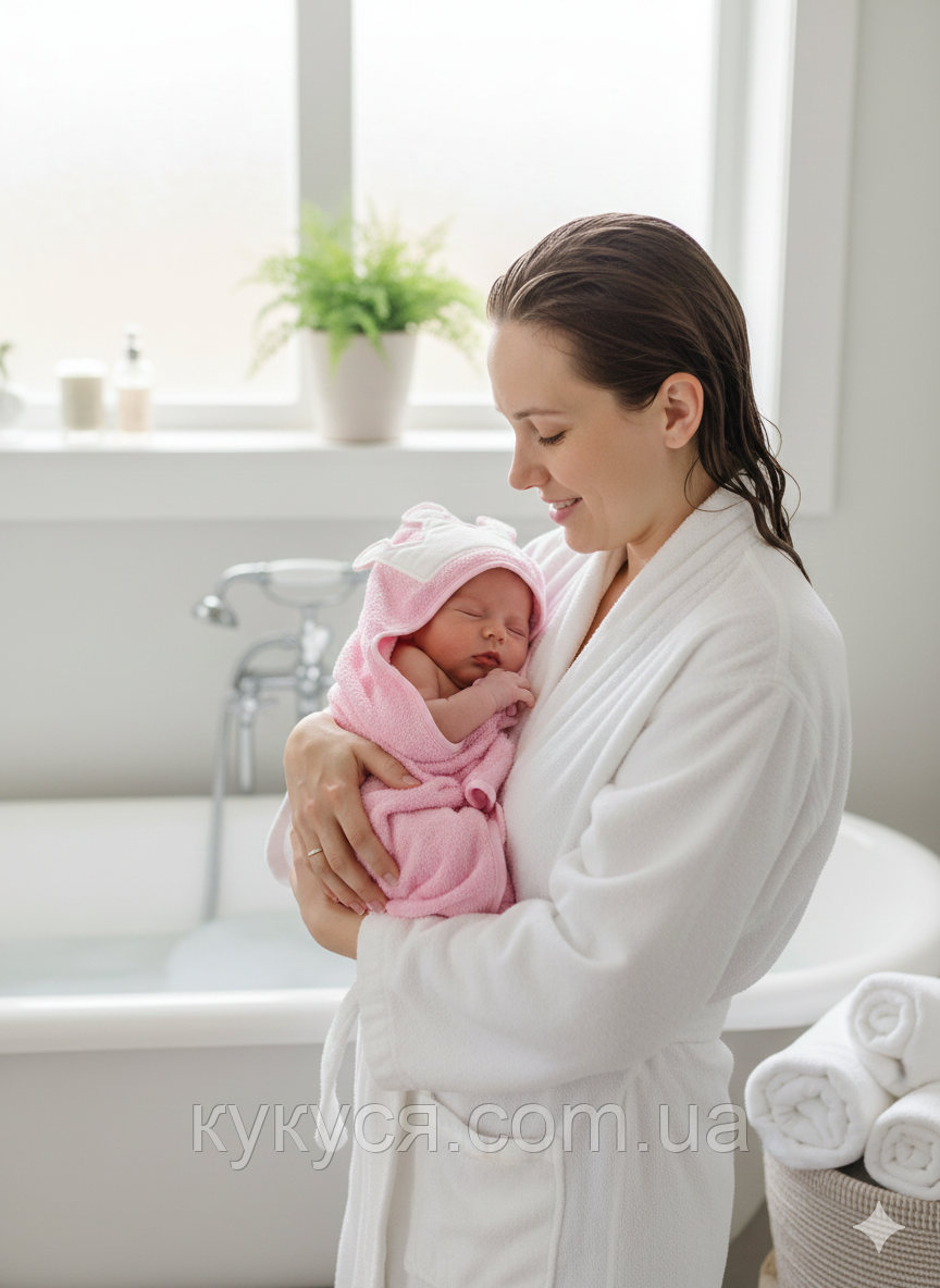 Дитячий рушник махровий для купання з рукавичкою Принцеса