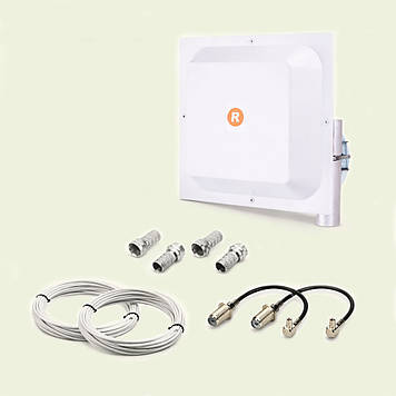 ТОП Антенний 4G комплект MIMO антена планшетна з кабелем та перехідниками 2х17 Дб