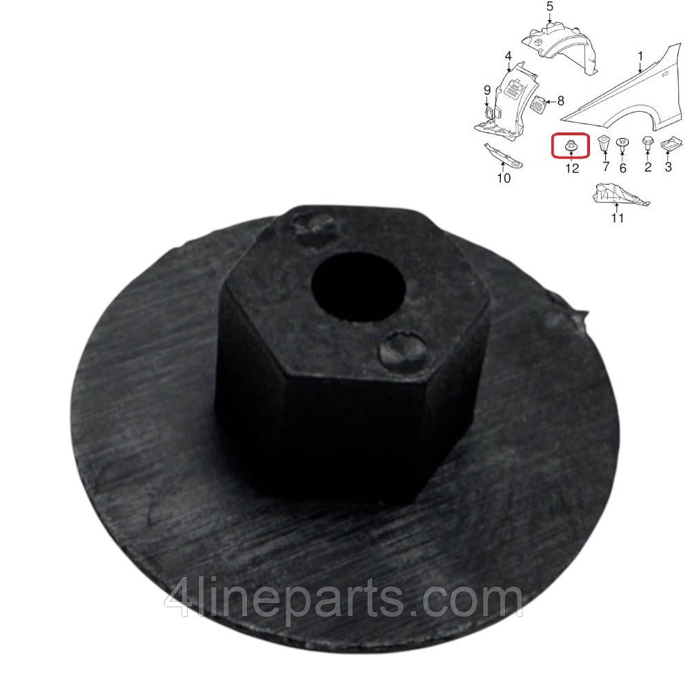 Кліпса гайка кріплення підкрилка W251 Mercedes 441955973B 712731 51711958025 A2019900050, фото 1