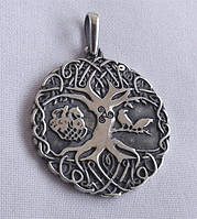 Древо Життя медальйон з чорнінням (без чорніння) скандинавський оберіг із срібла 925 проби