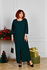 Зелена довга сукня великого розміру з прикрасою на горловині, фото 4