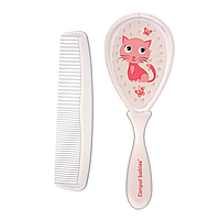 Щітка та гребінець для волосся з нейлоновою щетиною Canpol babies  ( 2/419 рожева)