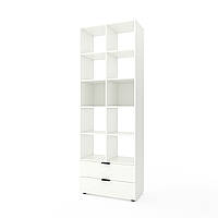 Шафа з відкритими полицями та шухлядами Metkas Home 800×420×2300 мм, ЛДСП Білий сніг (MA033W)