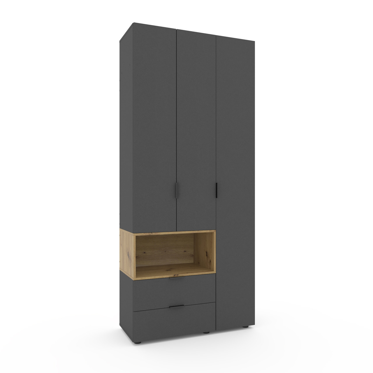 Шафа розпашна для одягу Metkas Home A002L 1000х420х2300 ЛДСП Антрацит-Дуб Артизан (MA002LADA), фото 1