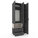 Шафа розпашна для одягу Metkas Home A002L 1000х420х2300 ЛДСП Антрацит-Кашемір (MA002LAK), фото 2