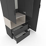 Шафа розпашна для одягу Metkas Home A002L 1000х420х2300 ЛДСП Антрацит-Кашемір (MA002LAK), фото 4