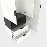 Шафа розпашна для одягу Metkas Home A002L 1000х420х2300 ЛДСП Білий сніг-Антрацит (MA002LWA), фото 3