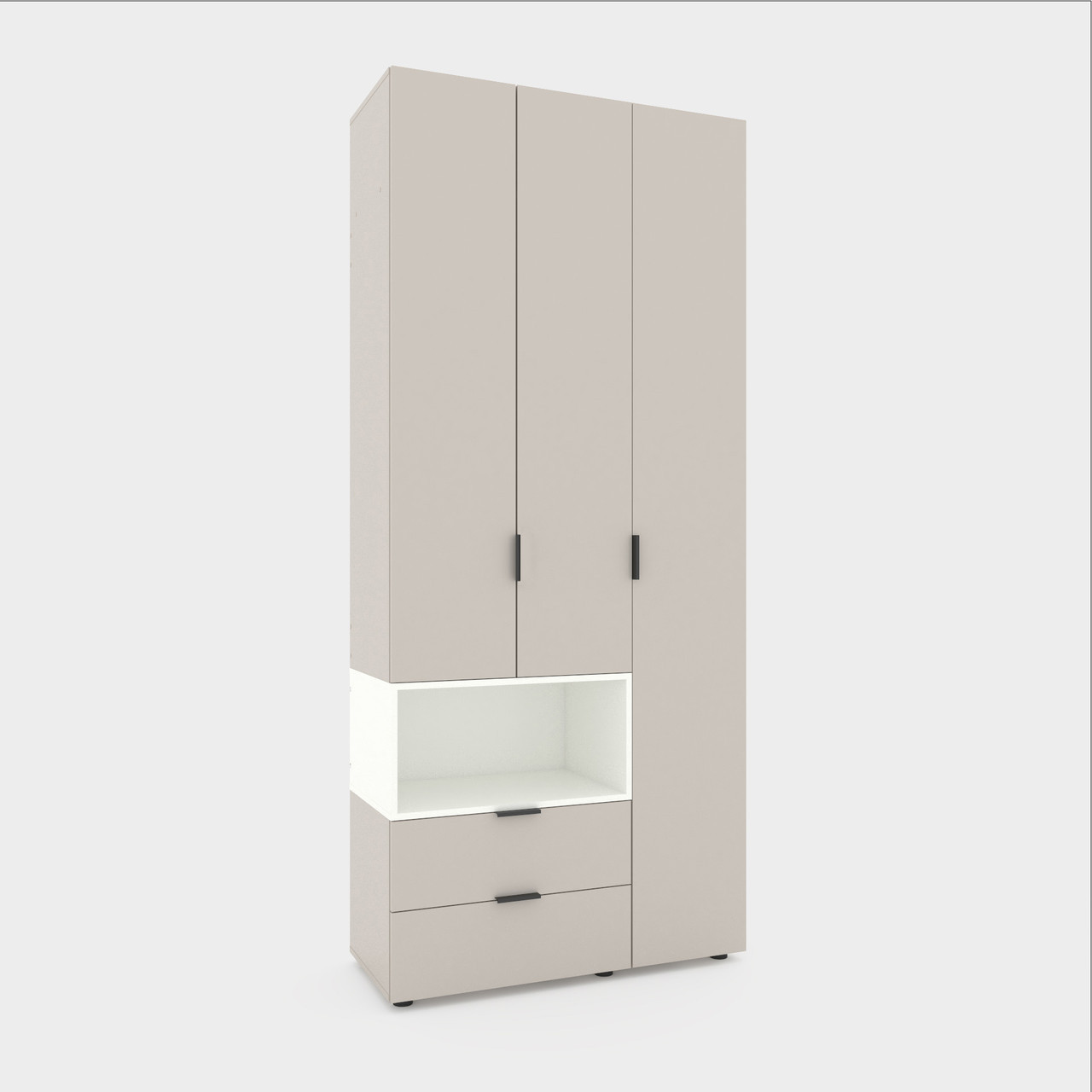 Шафа розпашна для одягу Metkas Home A002L 1000х420х2300 ЛДСП Кашемір-Білий сніг (MA002LKW), фото 1