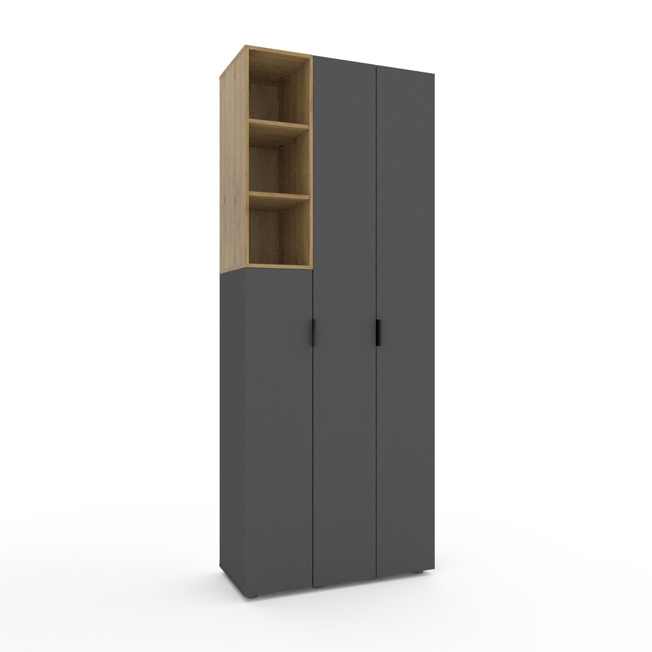 Шафа розпашна для одягу Metkas Home A003L 900х420х2300 ЛДСП Антрацит-Дуб Артизан (MA003LADA), фото 1
