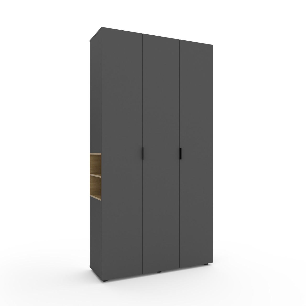 Шафа розпашна для одягу Metkas Home A015L з відкритими полицями 1200х420х2300 ЛДСП Антрацит-Дуб Артизан (MA015LADA), фото 1