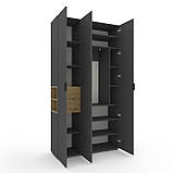 Шафа розпашна для одягу Metkas Home A015L з відкритими полицями 1200х420х2300 ЛДСП Антрацит-Дуб Артизан (MA015LADA), фото 2