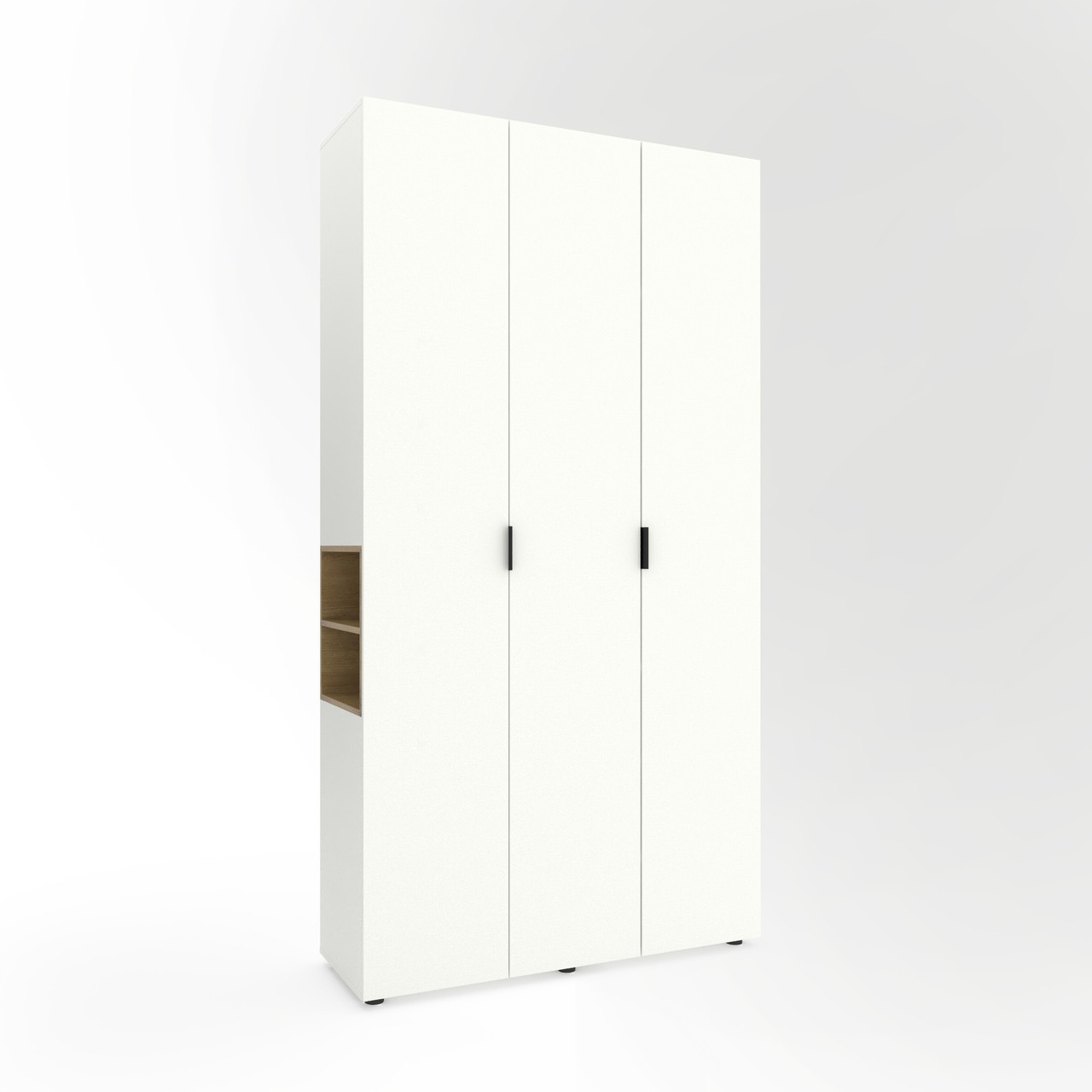 Шафа розпашна для одягу Metkas Home A015L з відкритими полицями 1200х420х2300 ЛДСП Білий сніг-Дуб Артизан (MA015LWDA), фото 1