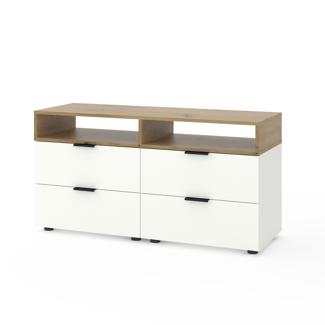 Тумба під телевізор Metkas Home А020, 1200×420×625 мм, ЛДСП Білий сніг-Дуб Артизан (MA020WDA), фото 1