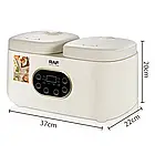 Мультиварка на 2 чаші(1л + 1л), 400 + 400 Вт, R5419 / Рисоварка / Електрична мультиварка / Мультиварка з антипригарним покриттям, фото 7