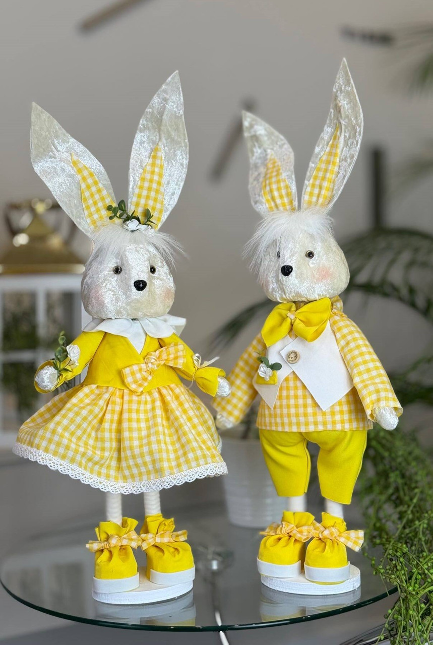 Великодній декор інтер'єрні зайчики. ПАРА по 55см