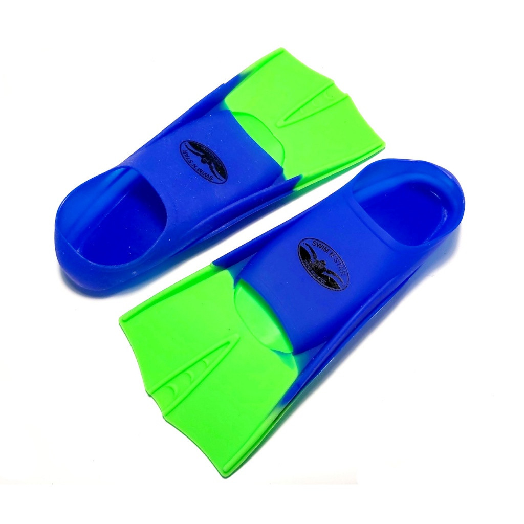 Ласти дитячі із закритою п'ятою SWIM-N-STAR  розмір XS (30-32) салатовы з синім  дитячі ласти, фото 1