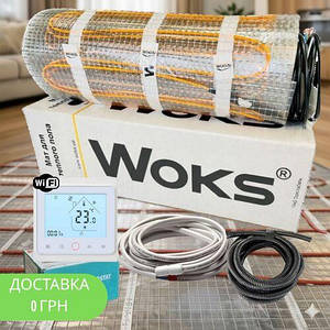Нагрівальний мат тепла підлога під плитку Woks 160 Вт/м2 з Wi-Fi регулятором