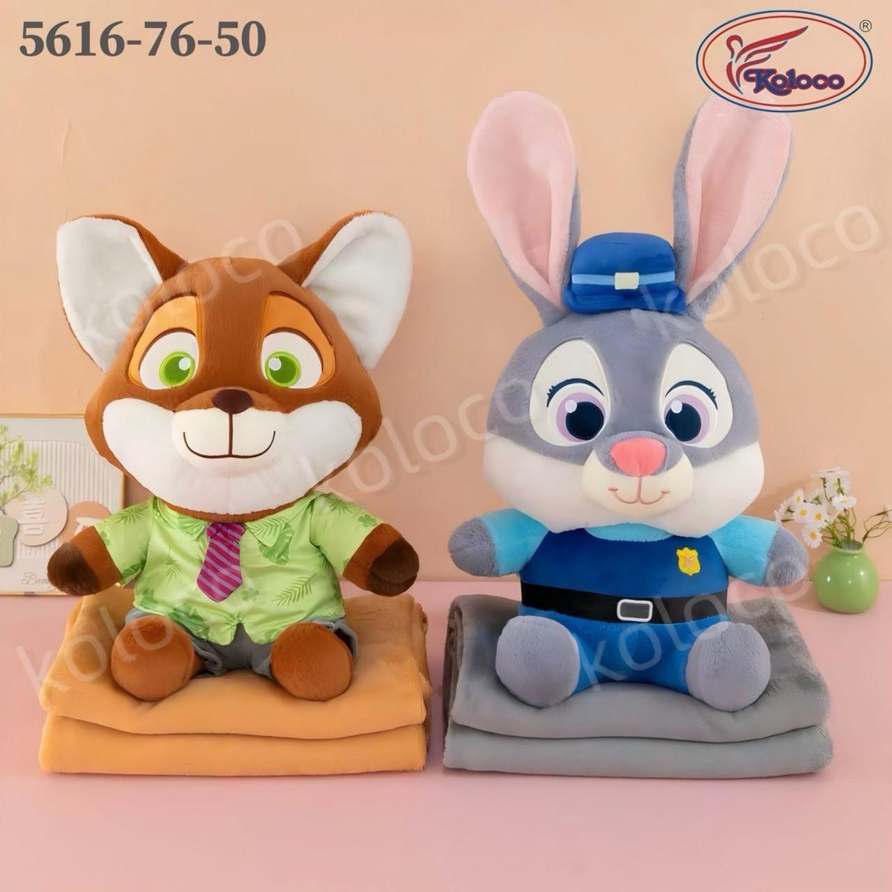 Заєць Джуді та ліс Нік м'яка іграшка з пледом 3в1, фото 1