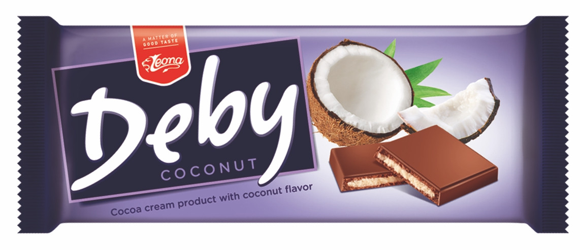 Плитка кондитерська з какао та кокосовою начинкою  90г ТМ Leona, фото 1