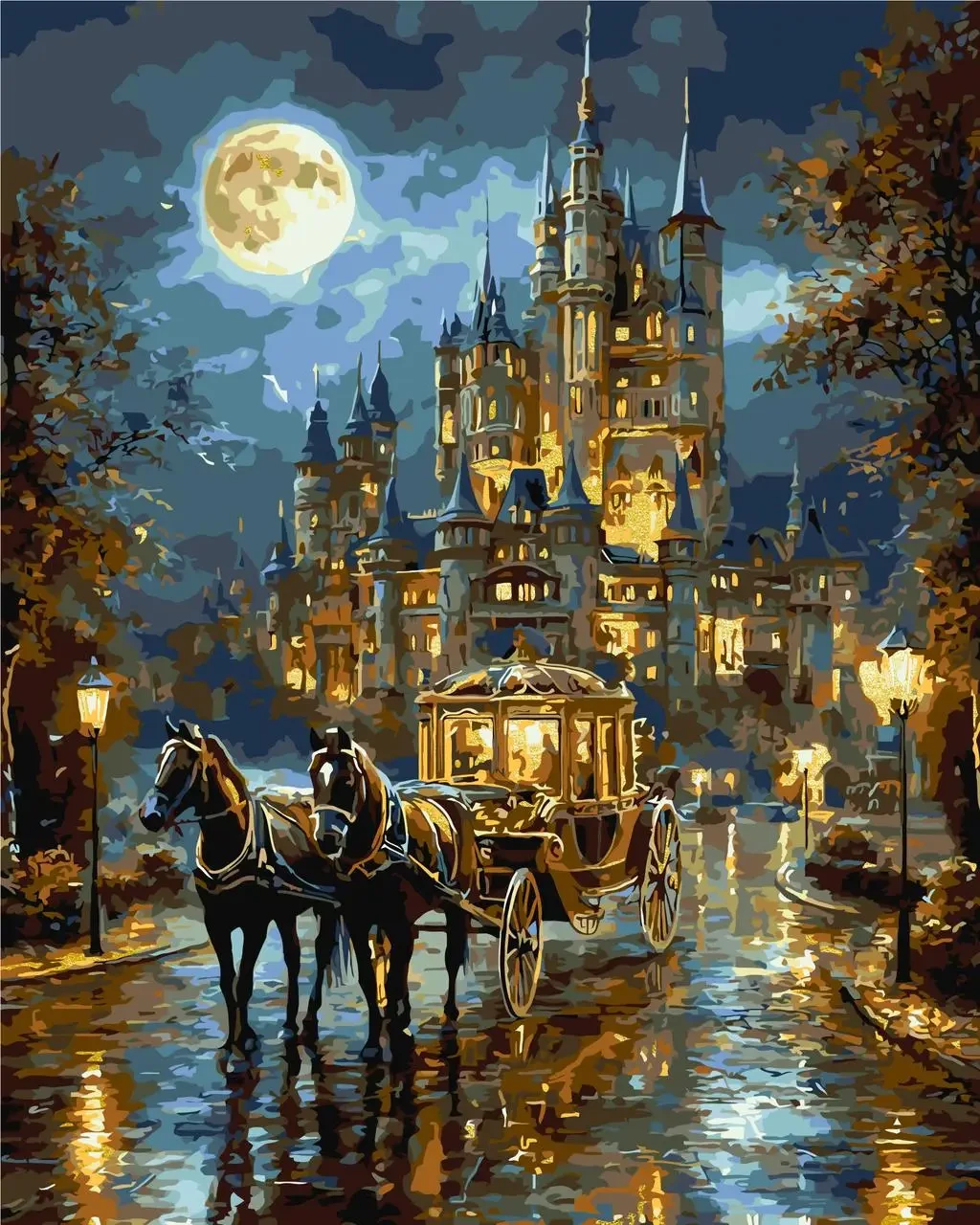 Картина за номерами Пейзаж. Шлях до чарівного палацу з фарбами металік 40х50 см Орігамі LW3026-01, фото 1