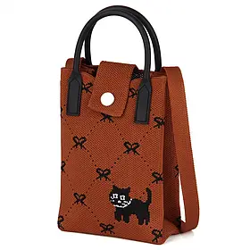 Сумочка міні для телефону текстильна на двох ручках DAVID JONES 08 Brown