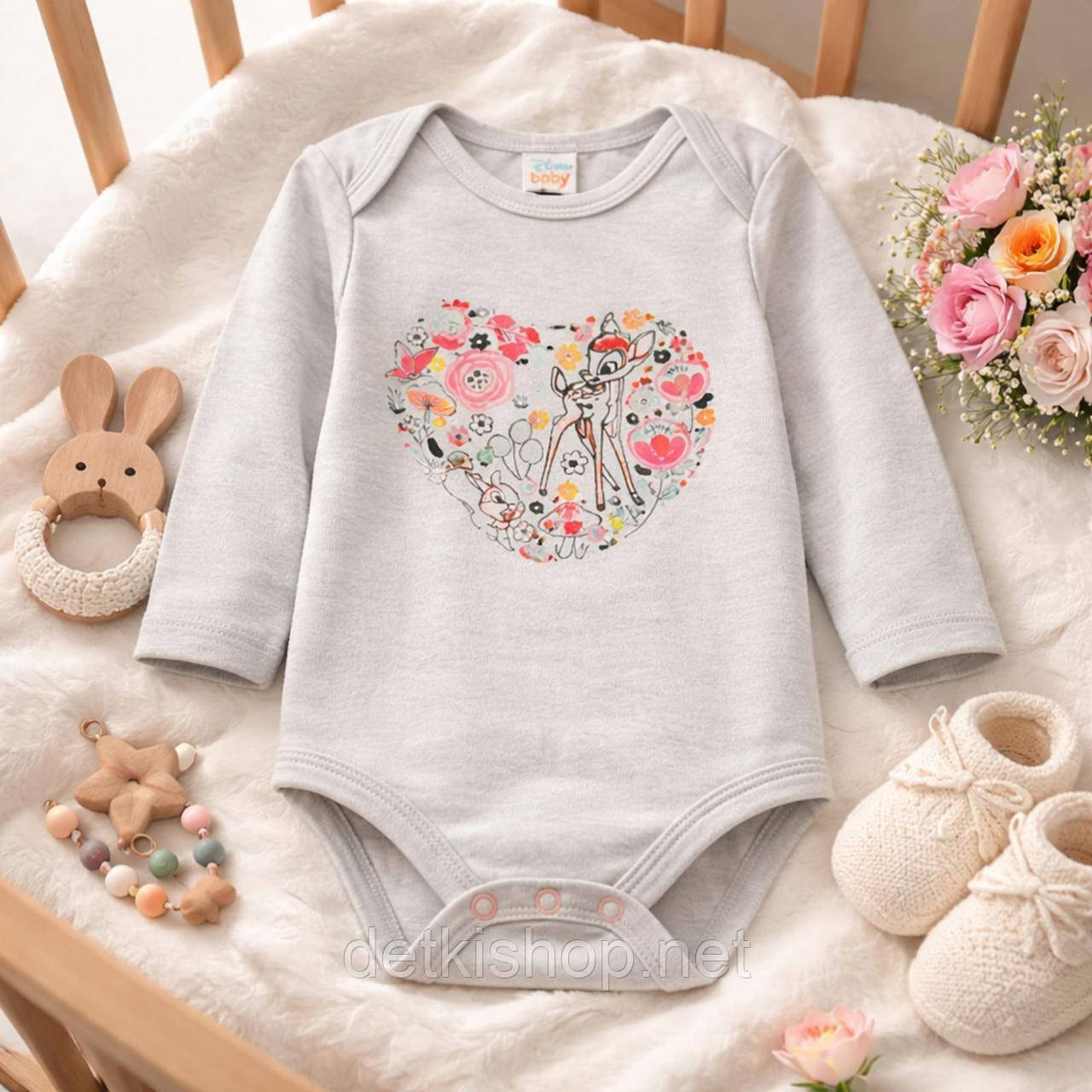 Дитячий боді з довгим рукавом для дівчинки Disney Baby 62-68 см (2-6М)