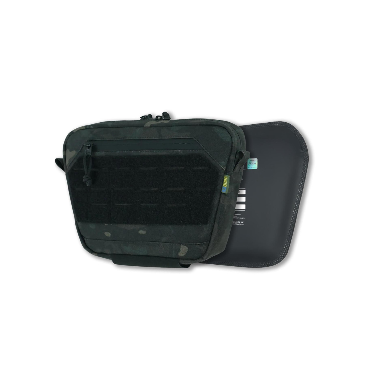 Сумка-напашник M Kiborg з балістичним пакетом 2 клас захисту PE Militex GU Сordura Black Multicam