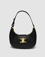 Celine Ava Triomphe Soft Bag in Smooth Calfskin Black