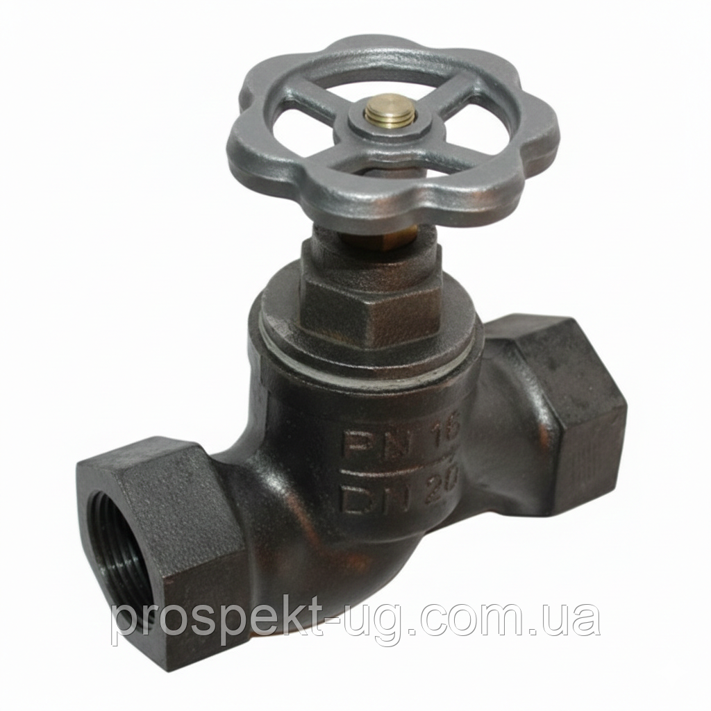 Вентиль запірний чавунний 15кч33п Ду15 (1/2") муфтовий, фото 1