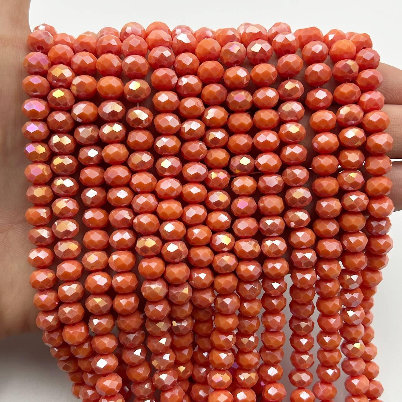 Намистини рондель / 6х4 мм / Кількість: 80-90 шт / Непрозорий / Гарбузовий №27, фото 1