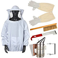 Набор инструментов для пчеловода с защитной курткой дымарем и аксессуарами для сбора меда SPICY