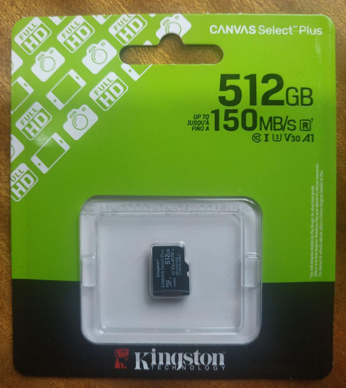 Карта пам'яті Kingston Canvas Select Plus microSDXC 512 Гб без адаптера, фото 1