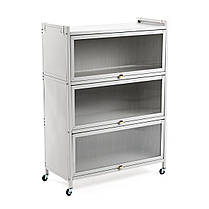 Шафа мобільна для зберігання розкладна триярусна з сталі 70х36х112,8см Світло-сірий SW-00002116
